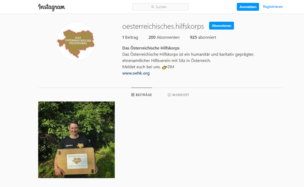 Instagramstart des Österreichischen Hilfskorps 